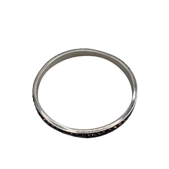 Brighton Orange Crystal Wave Bangle Bracelet Silver Tone 7.5" Vintage - Picture 12 of 13